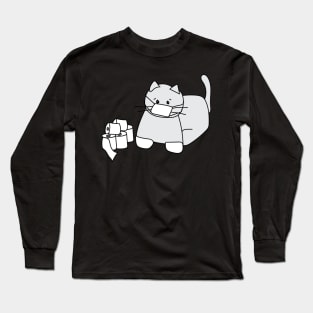 Corona Cat White Gloves Black Back Long Sleeve T-Shirt